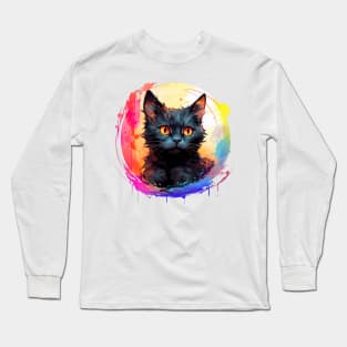 Cat paint splatter Long Sleeve T-Shirt